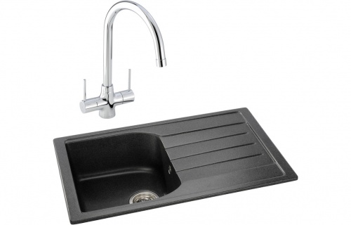 Abode Oriel 1B Inset Black Granite Sink & Nexa Tap Pack