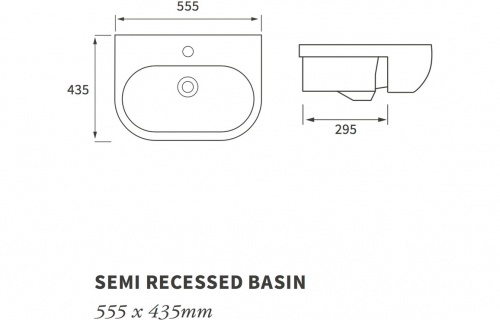 Spa 555X435Mm 1Th Semi Recessed Basin