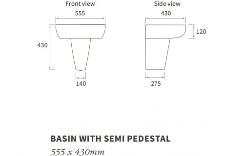 Spa 555X430Mm 1Th Basin & Semi Pedestal