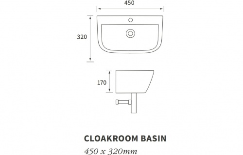 Glory 450X320Mm 1Th Cloakroom Basin & Bottle Trap