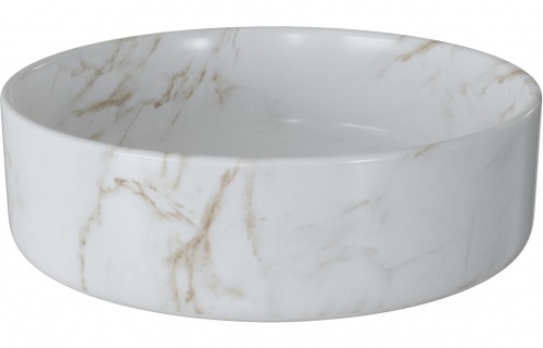 Hope 355Mm Ceramic Round Washbowl & Waste - Marble Effect