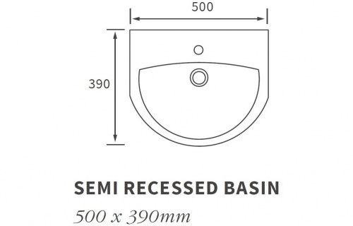 Royal 500X390Mm 1Th Semi Recessed Basin