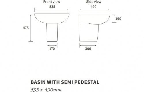 Nimble 535X490Mm 1Th Basin & Semi Pedestal