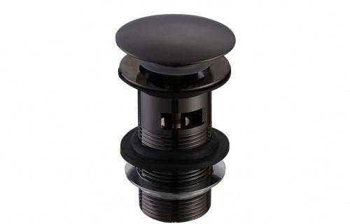 Basin Push Button Waste (Slotted) - Matt Black