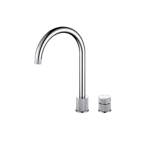 Finire Knurled Two Hole Tap Brushed Steel