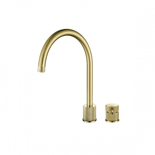 Finire Knurled Two Hole Tap Brushed Gold Brass
