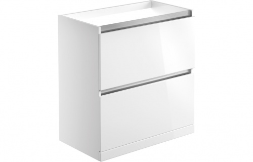 Lomand 800mm 2 Drawer Floor Standing Basin Unit (No Top) - White Gloss