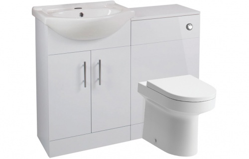 Gem 560mm Basin Unit & WC Unit Pack - White Gloss