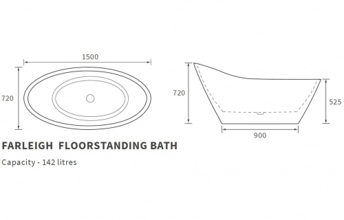Marigold Freestanding 1500x720x720mm Bath
