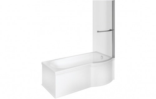 Shine P Shape 1700x850x560mm 0TH Shower Bath Pack - Right Handed