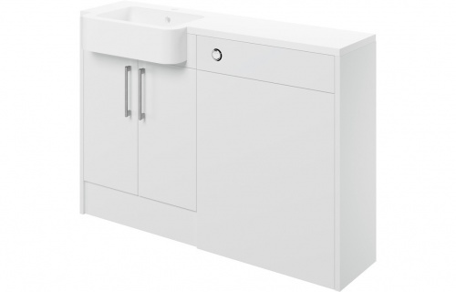 Albia 1242mm Basin & WC Unit Pack (LH) - White Gloss
