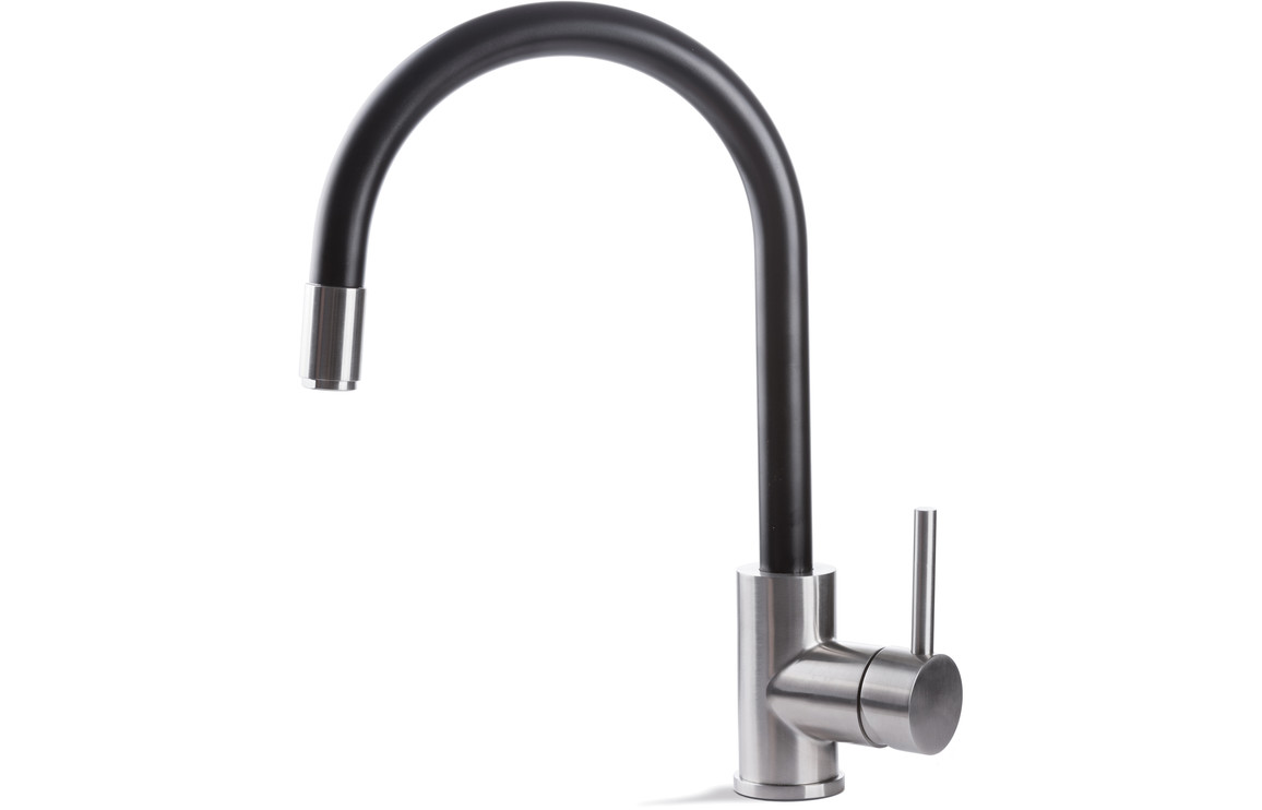 Prima+ Single Lever Mixer Tap W/Pull Out Black & St/Steel