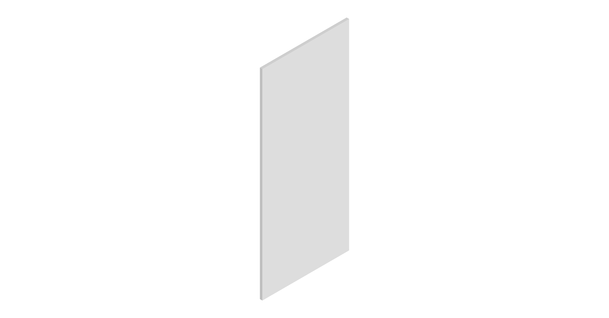 plain end panel: 685 x 1200 x 18 Zola Soft Matte Light Grey